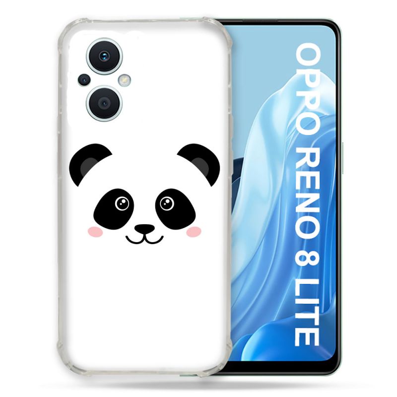 Coque Renforcée Pour Oppo Reno 8 Lite 5G Animal Panda Blanc
