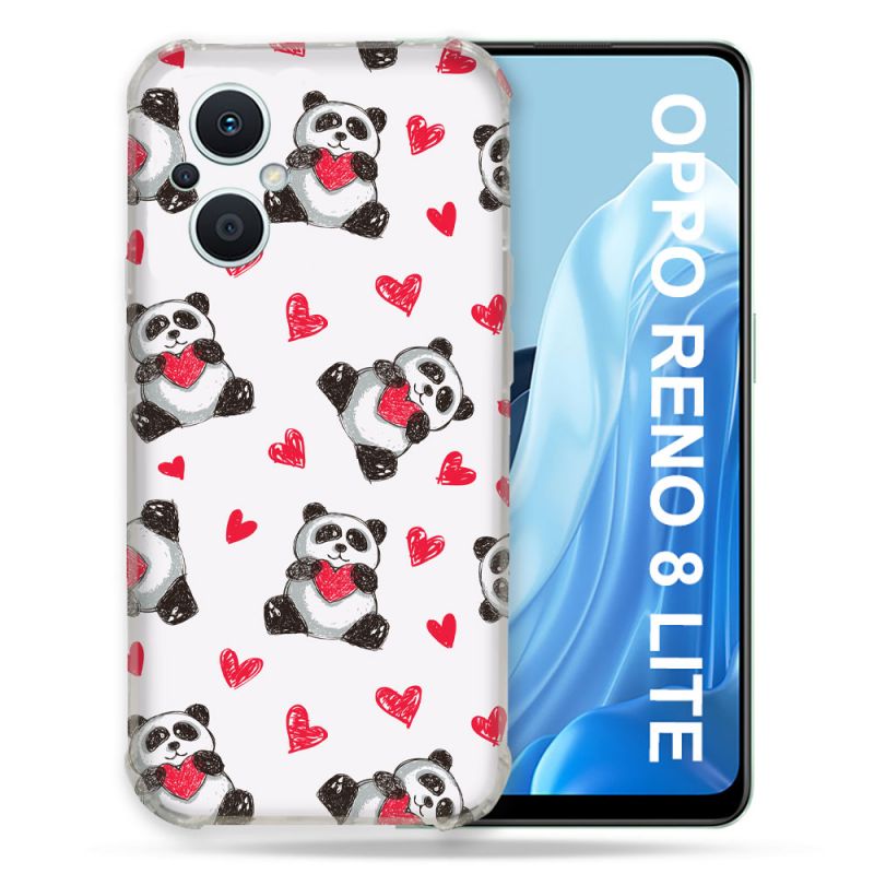 Coque Renforcée Pour Oppo Reno 8 Lite 5G Animal Panda Cœur