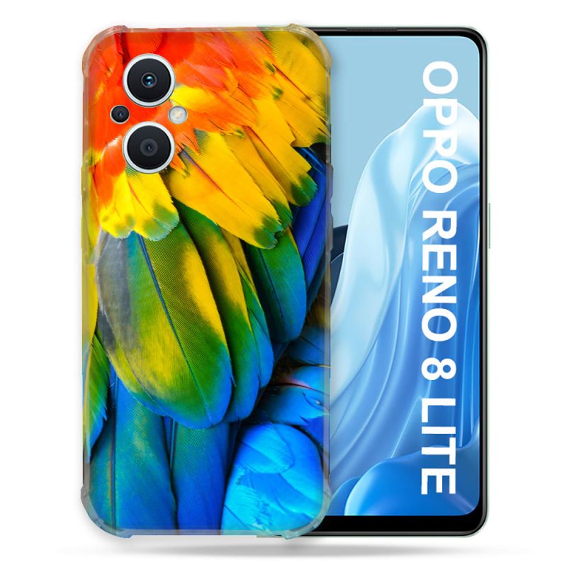 Coque Renforcée Pour Oppo Reno 8 Lite 5G Animal Perroquet Plume