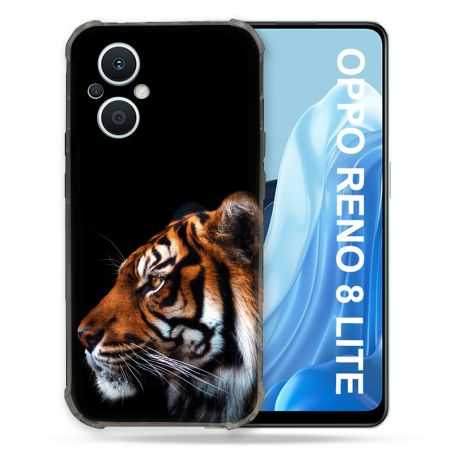 Coque Renforcée Pour Oppo Reno 8 Lite 5G Animal Tigre Noir