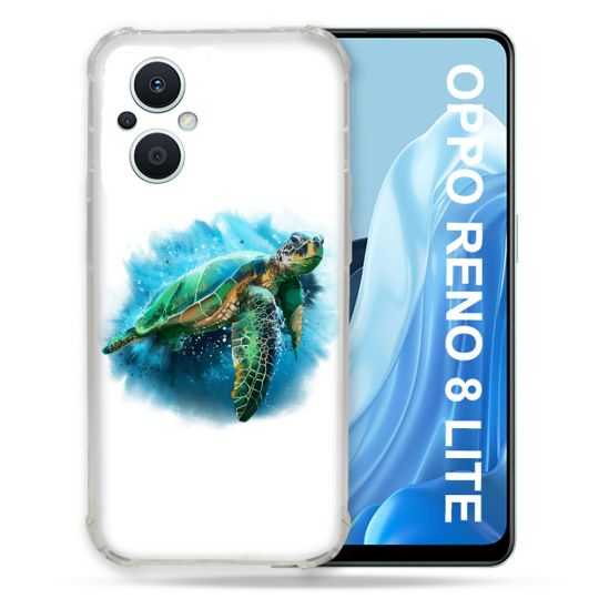 Coque Renforcée Pour Oppo Reno 8 Lite 5G Animal Tortue Blanche multicolore