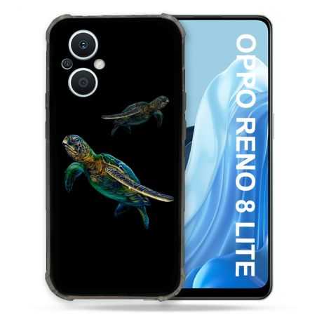 Coque Renforcée Pour Oppo Reno 8 Lite 5G Animal Tortue Noire multicolore