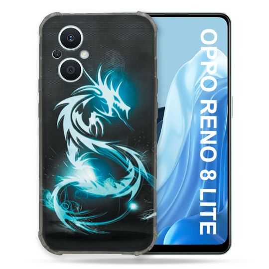 Coque Renforcée Pour Oppo Reno 8 Lite 5G Fantastique Dragon Bleu