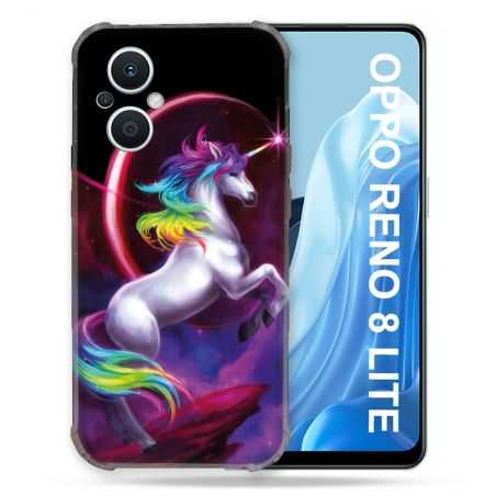 Coque Renforcée Pour Oppo Reno 8 Lite 5G Fantastique Licorne Arc en ciel