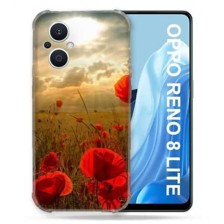 Coque Renforcée Pour Oppo Reno 8 Lite 5G Fleur Coquelicot