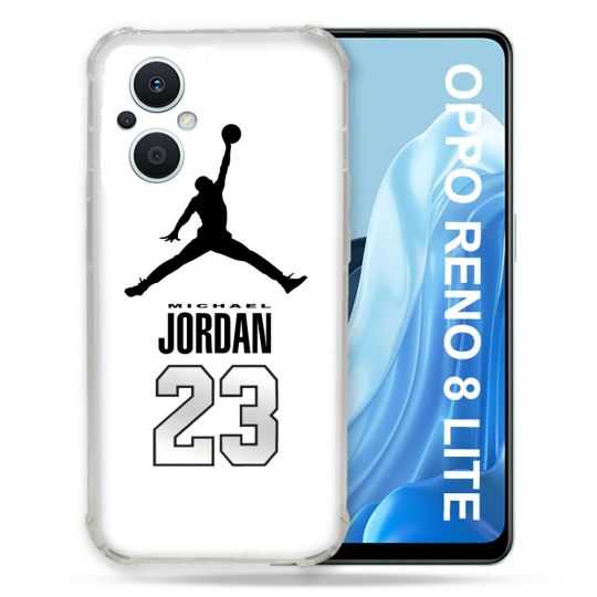 Coque Renforcée Pour Oppo Reno 8 Lite 5G Jordan 23 Blanc