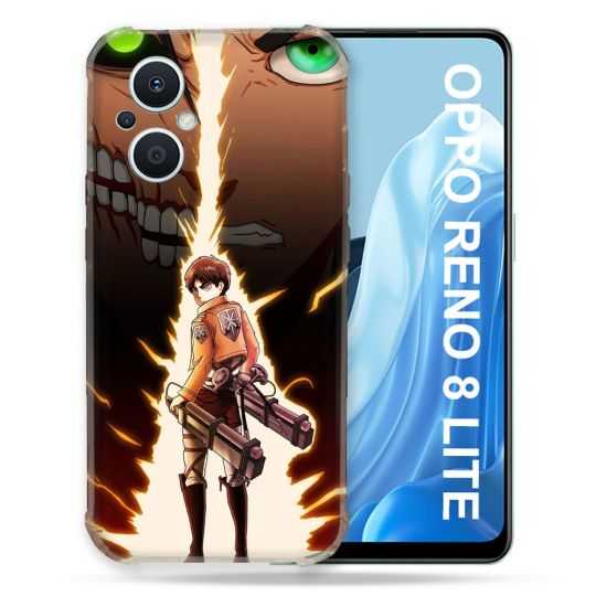 Coque Renforcée Pour Oppo Reno 8 Lite 5G Manga Attaque Titans Eren Eclair