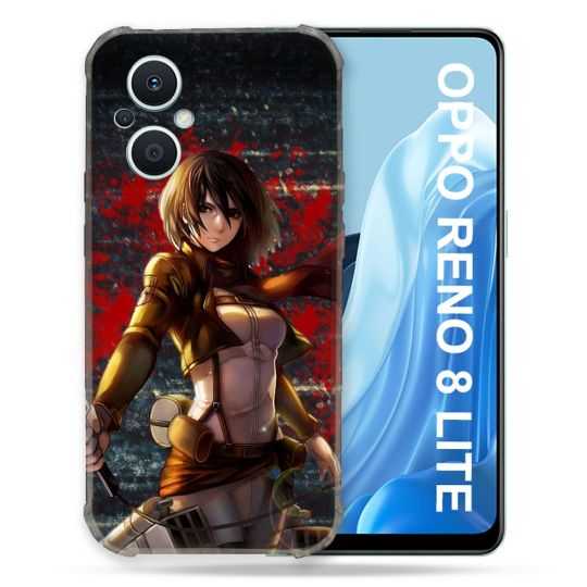 Coque Renforcée Pour Oppo Reno 8 Lite 5G Manga Attaque Titans Mikasa
