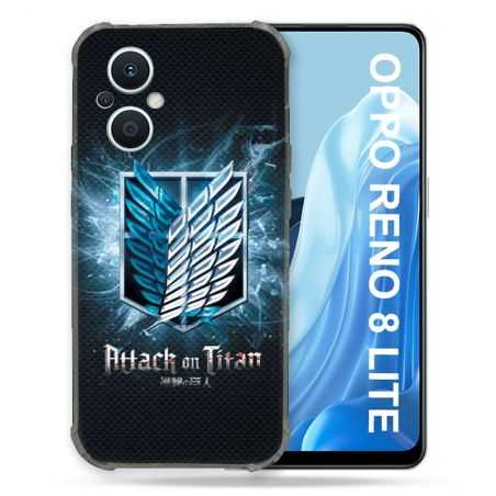 Coque Renforcée Pour Oppo Reno 8 Lite 5G Manga Attaque Titans Noir