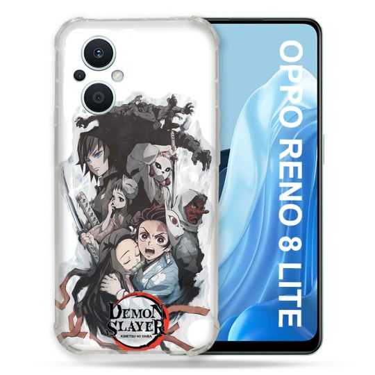 Coque Renforcée Pour Oppo Reno 8 Lite 5G Manga Demon Slayer Blanc