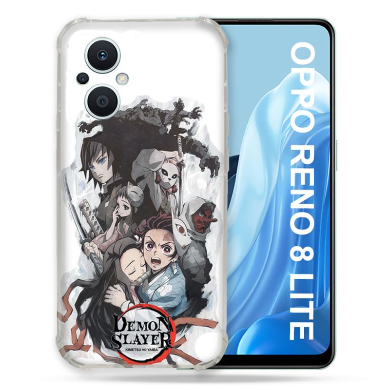 Coque Renforcée Pour Oppo Reno 8 Lite 5G Manga Demon Slayer Blanc