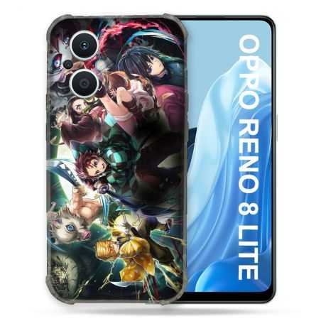 Coque Renforcée Pour Oppo Reno 8 Lite 5G Manga Demon Slayer Groupe