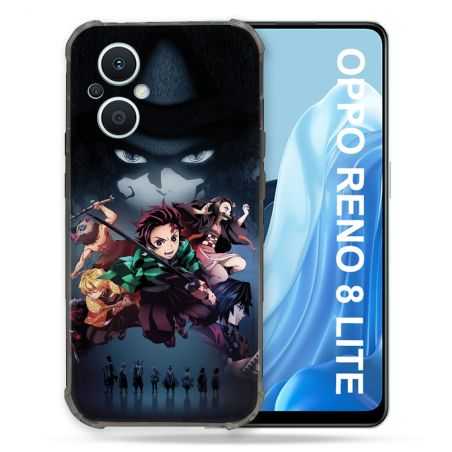 Coque Renforcée Pour Oppo Reno 8 Lite 5G Manga Demon Slayer Noir