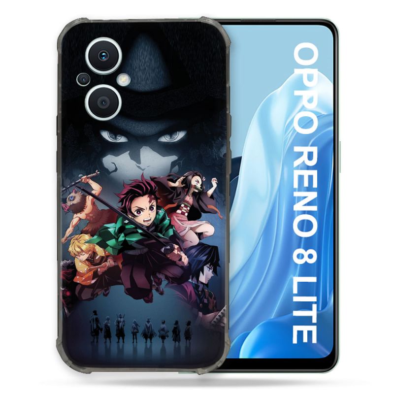 Coque Renforcée Pour Oppo Reno 8 Lite 5G Manga Demon Slayer Noir