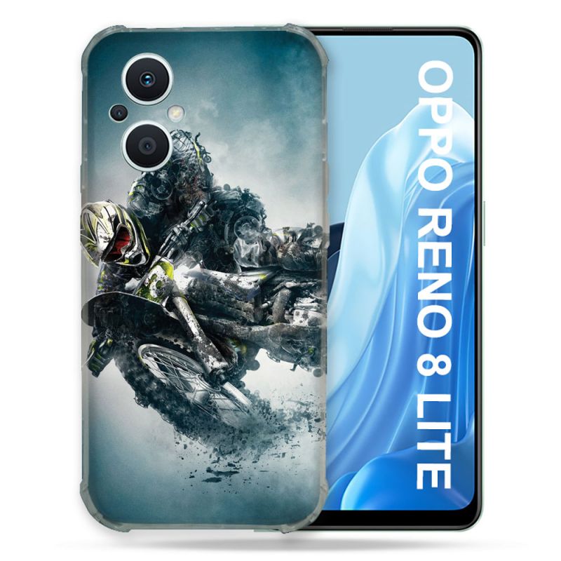Coque Renforcée Pour Oppo Reno 8 Lite 5G Moto Cross Ombre