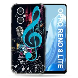 Coque Renforcée Pour Oppo Reno 8 Lite 5G Musique Cle Sol Bleu