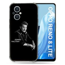 Coque Renforcée Pour Oppo Reno 8 Lite 5G Musique Johnny Hallyday Noir