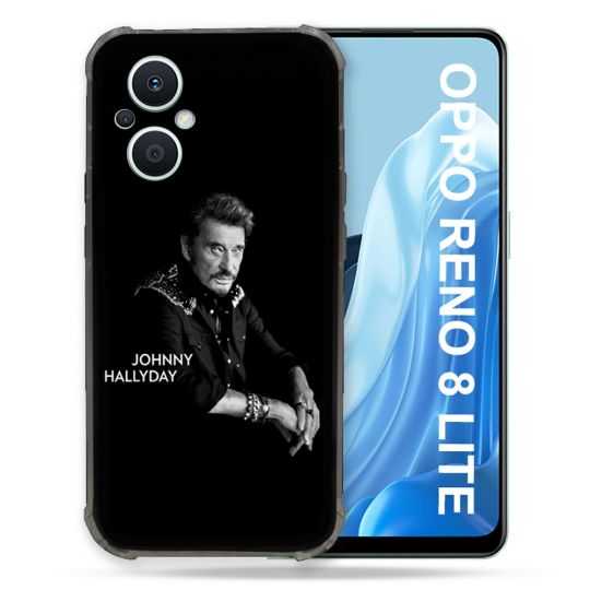 Coque Renforcée Pour Oppo Reno 8 Lite 5G Musique Johnny Hallyday Noir