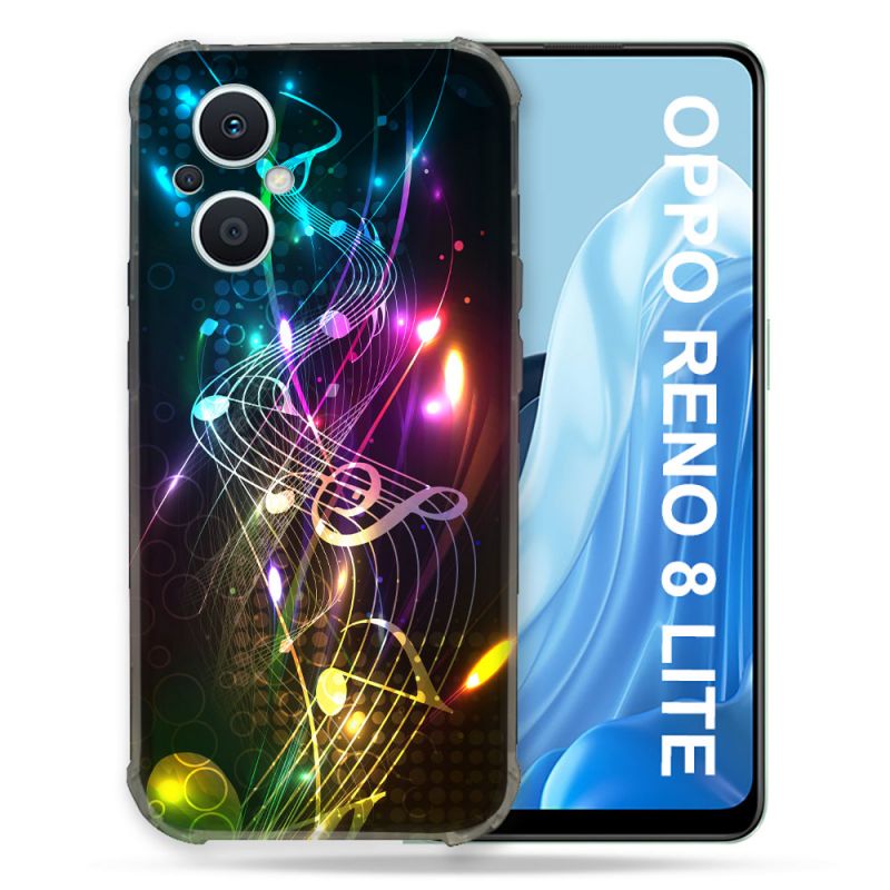 Coque Renforcée Pour Oppo Reno 8 Lite 5G Musique Partition Multicolore