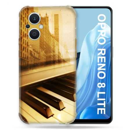 Coque Renforcée Pour Oppo Reno 8 Lite 5G Musique Piano Retro
