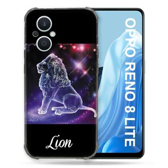 Coque Renforcée Pour Oppo Reno 8 Lite 5G Signe Zodiaque 2 Lion