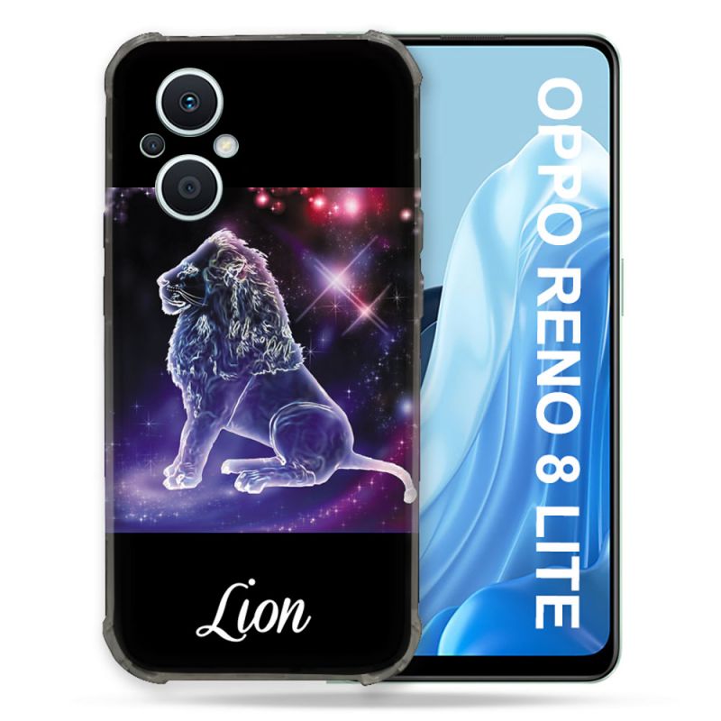Coque Renforcée Pour Oppo Reno 8 Lite 5G Signe Zodiaque 2 Lion