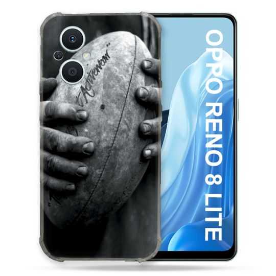 Coque Renforcée Pour Oppo Reno 8 Lite 5G Sport Rugby Ballon Vintage