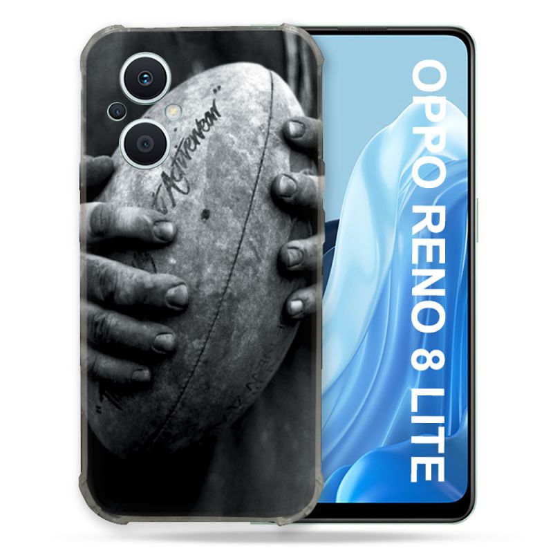 Coque Renforcée Pour Oppo Reno 8 Lite 5G Sport Rugby Ballon Vintage