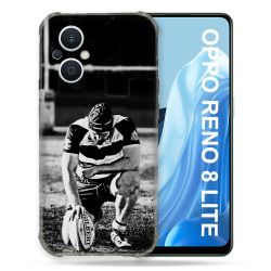 Coque Renforcée Pour Oppo Reno 8 Lite 5G Sport Rugby Noir Blanc