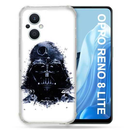 Coque Renforcée Pour Oppo Reno 8 Lite 5G Star Wars - Dark Vador Blanc