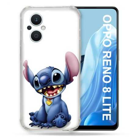 Coque Renforcée Pour Oppo Reno 8 Lite 5G Stitch Blanc