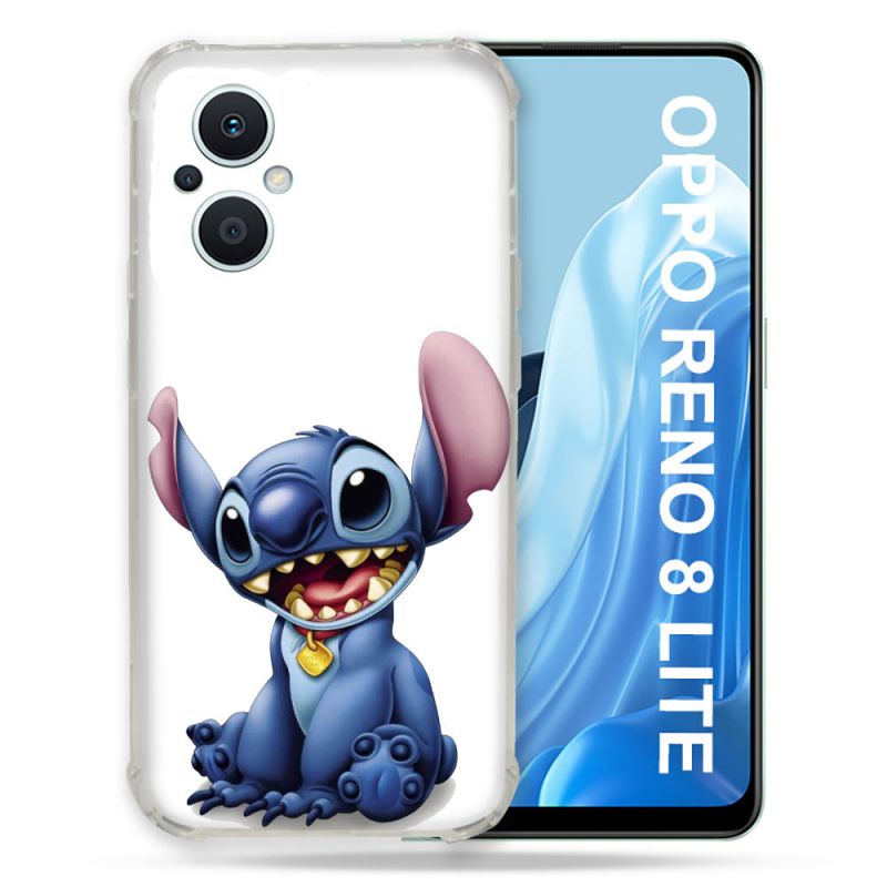 Coque Renforcée Pour Oppo Reno 8 Lite 5G Stitch Blanc