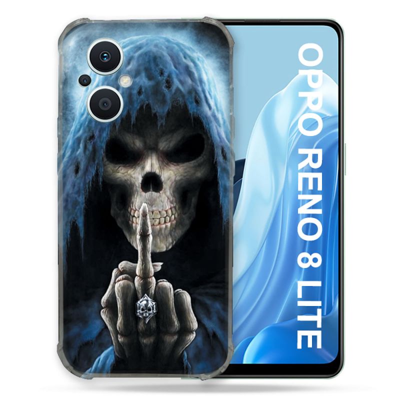 Coque Renforcée Pour Oppo Reno 8 Lite 5G Tete de Mort Doigt