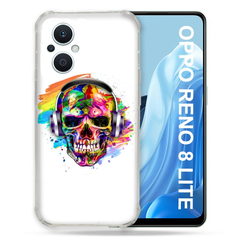 Coque Renforcée Pour Oppo Reno 8 Lite 5G Tete de Mort Tag