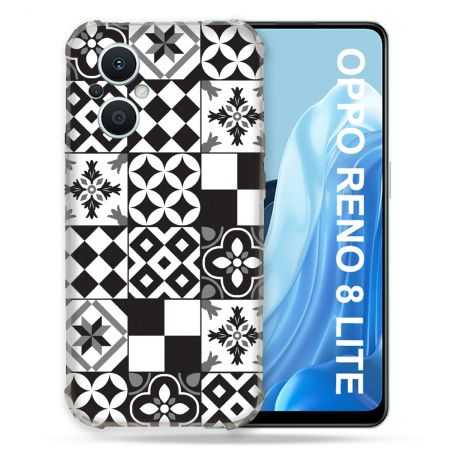 Coque Renforcée Pour Oppo Reno 8 Lite 5G Texture Carreau Ciment Noir