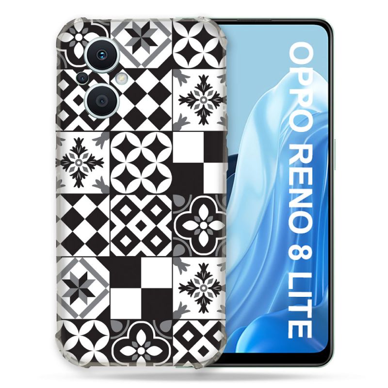 Coque Renforcée Pour Oppo Reno 8 Lite 5G Texture Carreau Ciment Noir