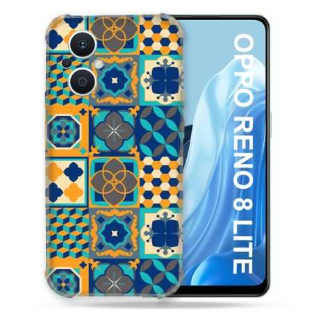 Coque Renforcée Pour Oppo Reno 8 Lite 5G Texture Carreau Ciment Orange