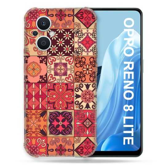 Coque Renforcée Pour Oppo Reno 8 Lite 5G Texture Carreau Ciment Rouge