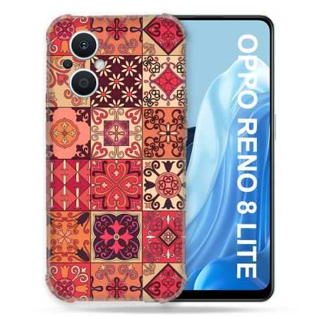 Coque Renforcée Pour Oppo Reno 8 Lite 5G Texture Carreau Ciment Rouge