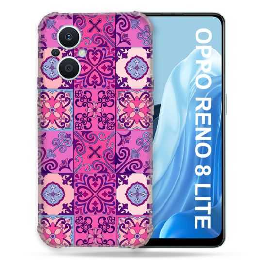 Coque Renforcée Pour Oppo Reno 8 Lite 5G Texture Carreau Ciment Violet
