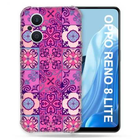 Coque Renforcée Pour Oppo Reno 8 Lite 5G Texture Carreau Ciment Violet