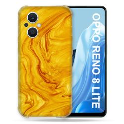 Coque Renforcée Pour Oppo Reno 8 Lite 5G Texture Marbre Jaune