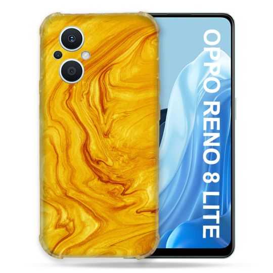 Coque Renforcée Pour Oppo Reno 8 Lite 5G Texture Marbre Jaune