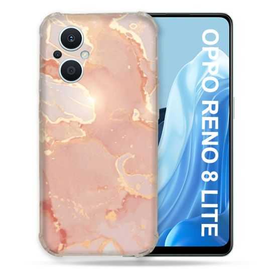 Coque Renforcée Pour Oppo Reno 8 Lite 5G Texture Marbre Rose