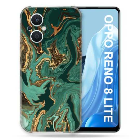 Coque Renforcée Pour Oppo Reno 8 Lite 5G Texture Marbre Vert