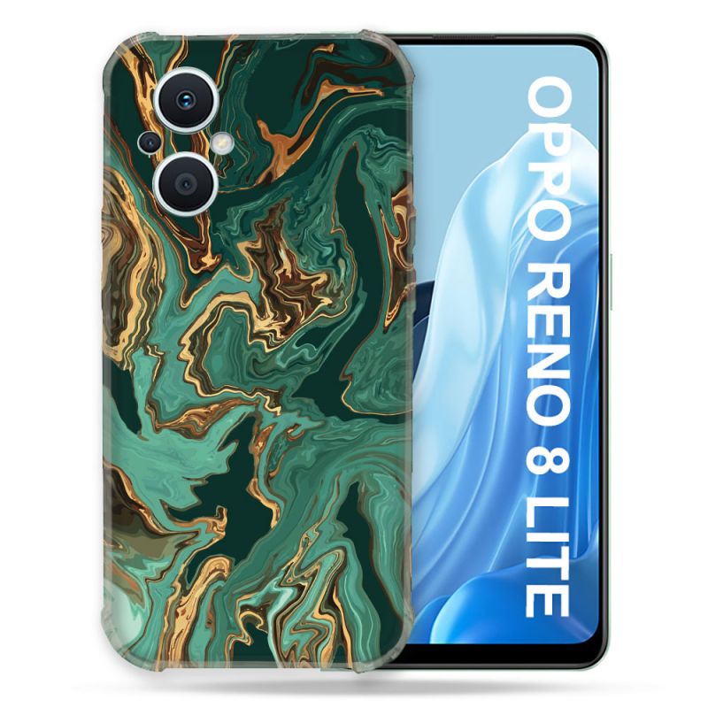 Coque Renforcée Pour Oppo Reno 8 Lite 5G Texture Marbre Vert