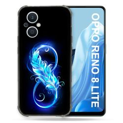 Coque Renforcée Pour Oppo Reno 8 Lite 5G Texture Plume Infini Bleu