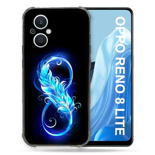 Coque Renforcée Pour Oppo Reno 8 Lite 5G Texture Plume Infini Bleu