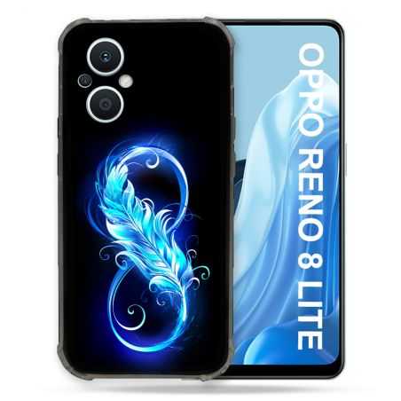 Coque Renforcée Pour Oppo Reno 8 Lite 5G Texture Plume Infini Bleu