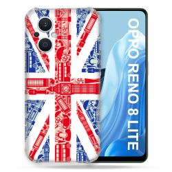 Coque Renforcée Pour Oppo Reno 8 Lite 5G Voyage Angleterre Blanc